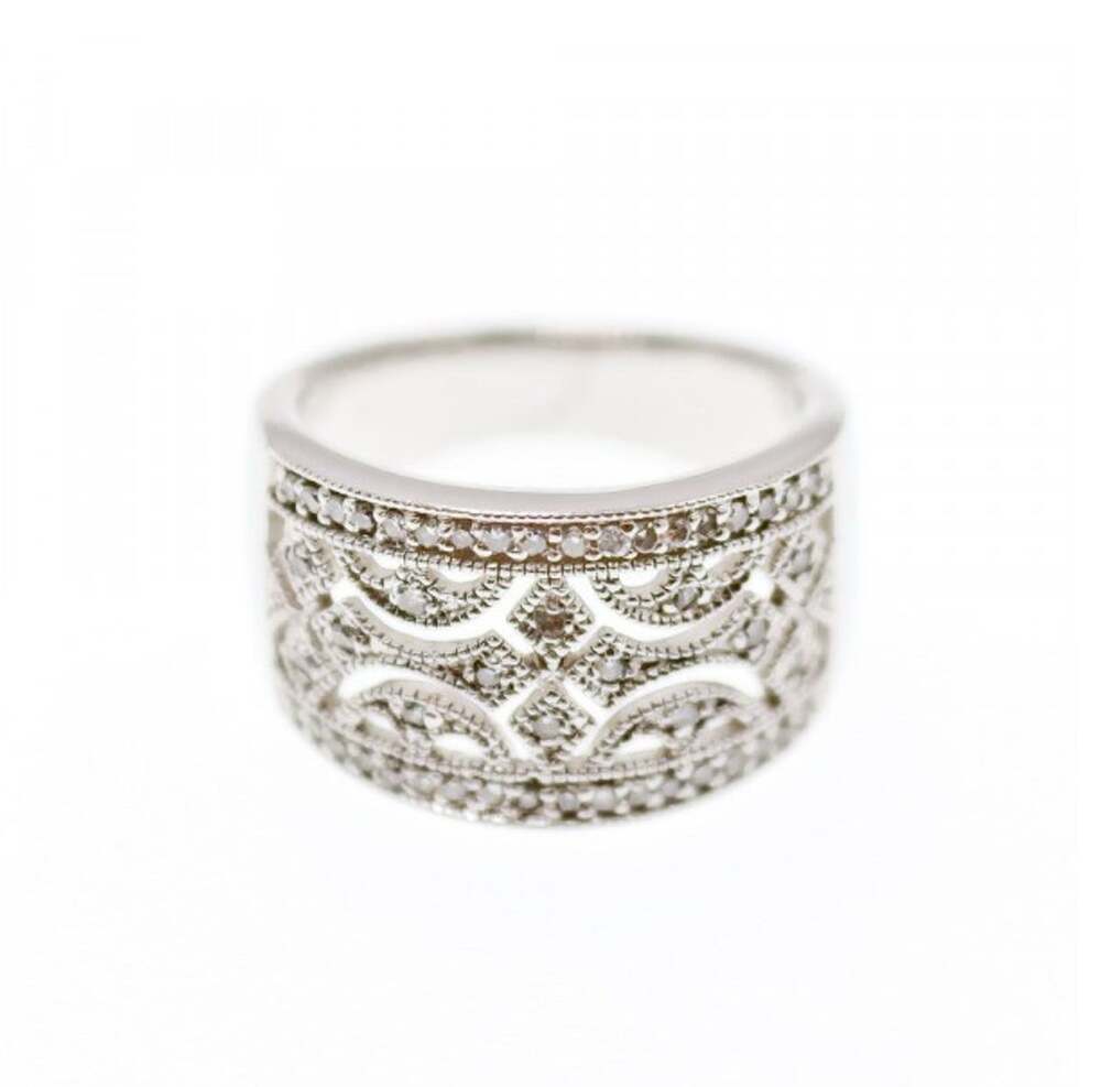 925 Sterling Silver CZ "Lace" Ring Size 6